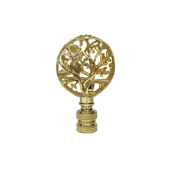Royal Designs, Inc. Decorative Tree Owl Lamp Finial, F-5090-PB-1, Polished Brass, Single