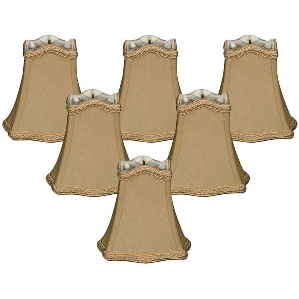 Antique Gold Silk Bell Chandelier Shades, Set of 6