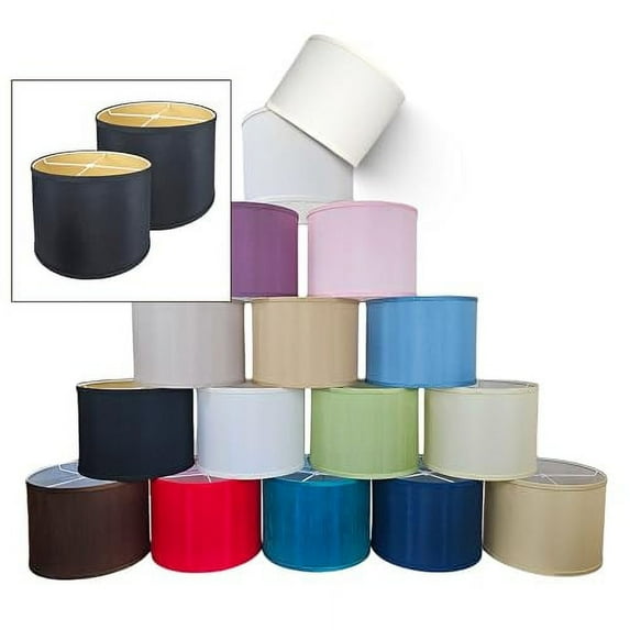 Royal Designs, Inc. Do It Yourself Hardback Drum Lamp Shade, Easy Assembly, HB-647-13BLK-2, 13 x 13 x 10 in, Black - Pack of 2