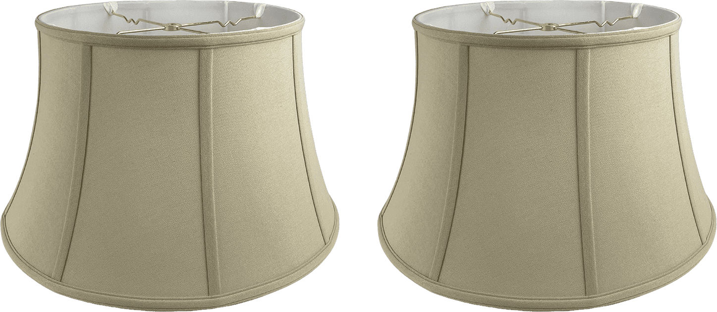 16'' Linen Beige Bell Lamp Shades with Spider Attachment, Set of 2
