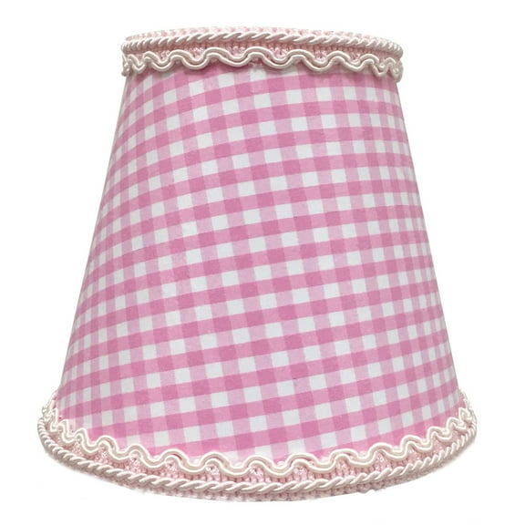 Royal Designs, Inc. Empire Chandelier Lamp Shade with Decorative Trim Flame Clip Fitter, CSO-1043-5GO, 3 x 5 x 4.5, Pink Gingham, 1 Pack