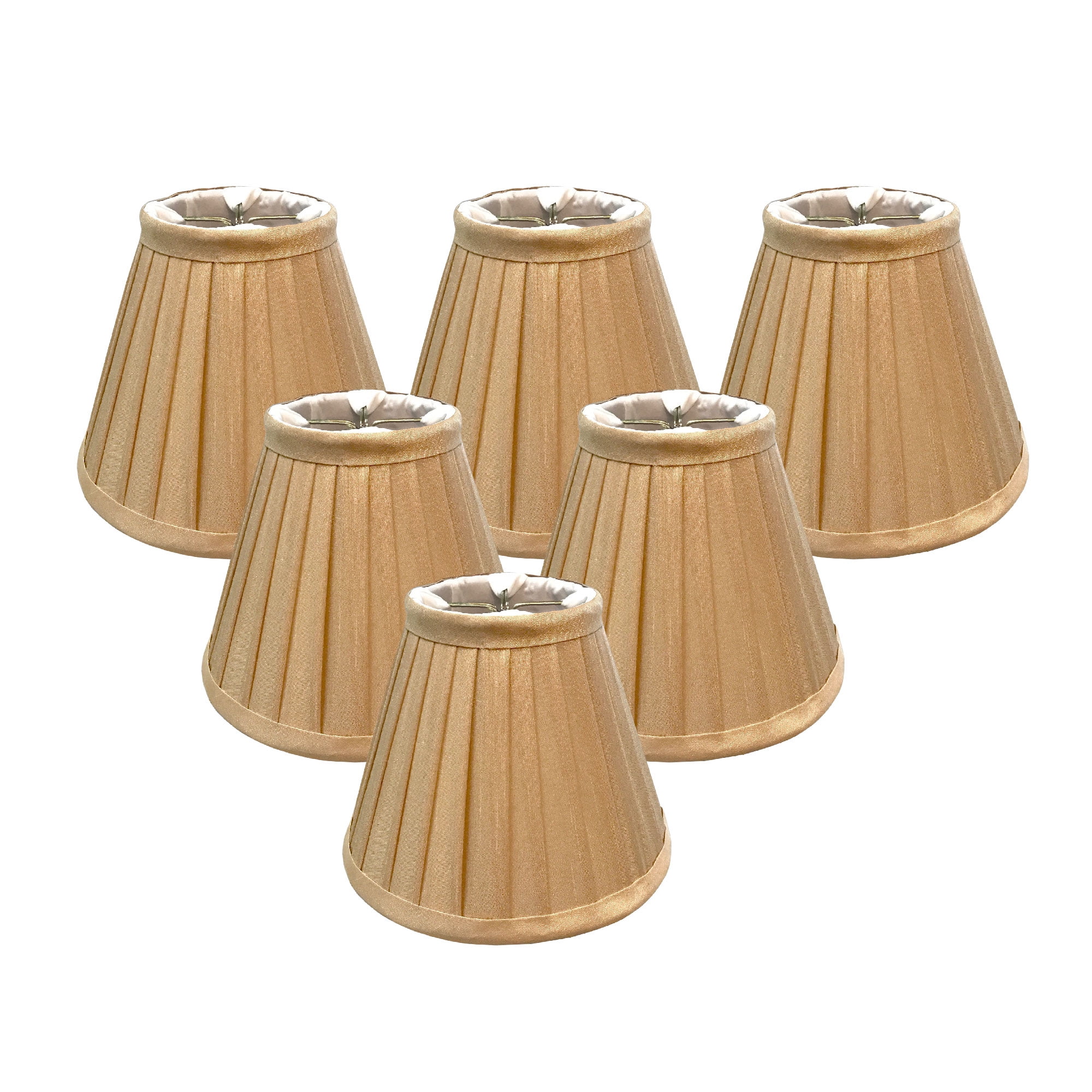 Royal Designs Antique Gold Hardback Empire Chandelier Lamp Shade – 3" X 6" X 4.5", Clip-On, Silk-Type Shantung