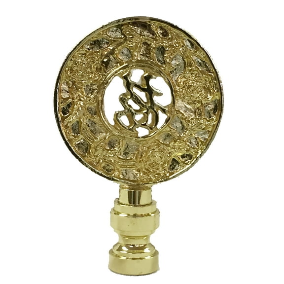 Royal Designs, Inc. Good Fortune Oriental Motif Lamp Finial for Lamp Shade, F-5011PB-1, Polished Brass, Single