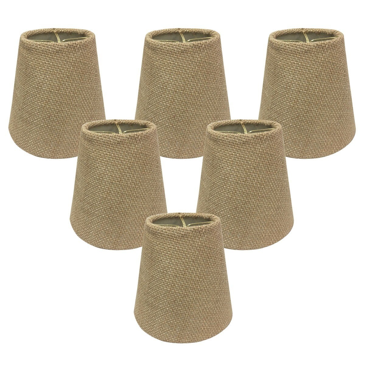Rustic Brown Burlap Empire Chandelier Shades, Set of 6