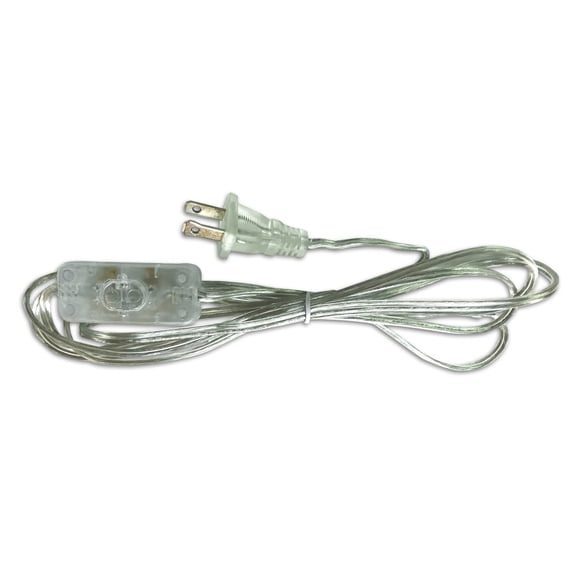 Royal Designs, Inc. Lamp Cord Molded Plug with On/Off Switch, Stripped Ends Ready for Wiring, 8 Ft long, Silver, SPT-1 UL Listed