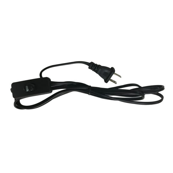 Royal Designs, Inc. Lamp Cord Molded Plug with On/Off Switch, Stripped Ends Ready for Wiring, 8 ft long, Black, SPT-1 UL Listed 