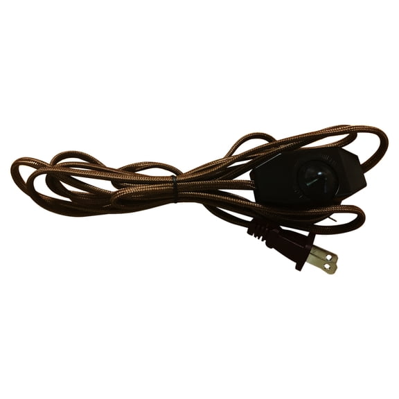 Royal Designs, Inc. Lamp Cord Molded Plug with On/Off Switch, Stripped Ends Ready for Wiring, 8 ft long, Brown & Gold, SPT-1 UL Listed