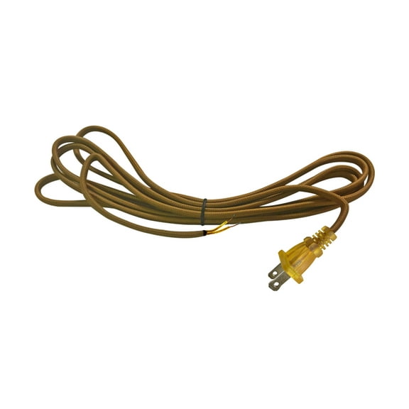 Royal Designs, Inc. Lamp Cord Molded Plug with Rotary Dimmer Switch, Stripped Ends Ready for Wiring, 8 ft long, Gold, SPT-1 UL Listed
