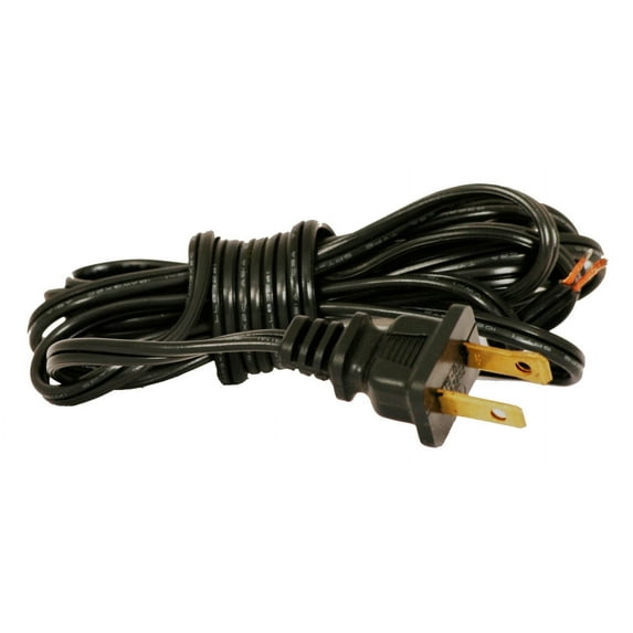 Royal Designs, Inc. Lamp Cord with Molded Plug, Stripped Ends Ready for Wiring, 12 ft long, Black, SPT-1 UL Listed