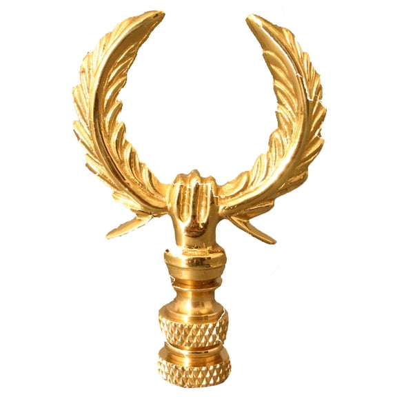 Royal Designs, Inc. Laurel Wreath Lamp Finial for Lamp Shade, F-105PB, Polished Brass, Single