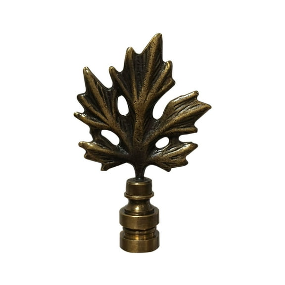 Royal Designs, Inc. Maple Leaf Design Finial for Lamp Shade, F-5062AB-1, Antique Brass, Single