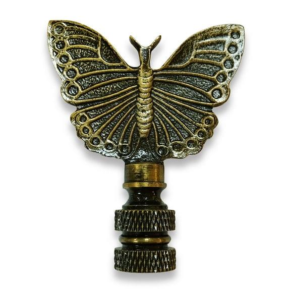 Royal Designs, Inc. Monarch Butterfly Lamp Finial for Lamp Shade, F-5022AB-1, Antique Brass, Single