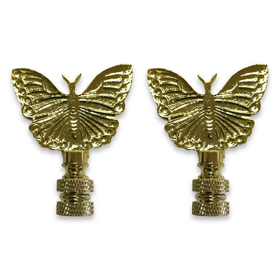 Royal Designs, Inc. Monarch Butterfly Lamp Finial for Lamp Shade, F-5022PB-2, Polished Brass, Pack of 2
