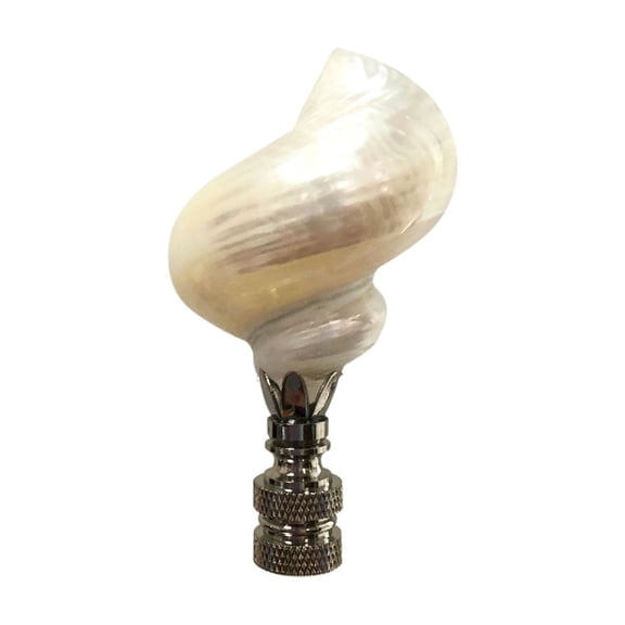 Royal Designs, Inc. Natural Seashell Lamp Finial for Lamp Shade, F-5068SL-1, Polished Silver, Single