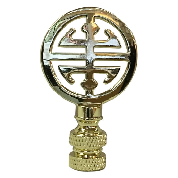 Royal Designs, Inc. Oriental Happiness Symbol Lamp Finial for Lamp Shade, F-5001PB-1, Polished Brass, Single