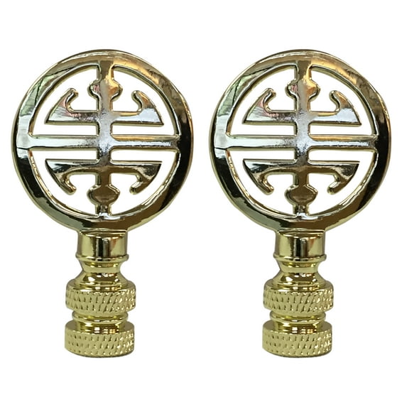 Royal Designs, Inc. Oriental Happiness Symbol Lamp Finial for Lamp Shade, F-5001PB-2, Polished Brass, Pack of 2
