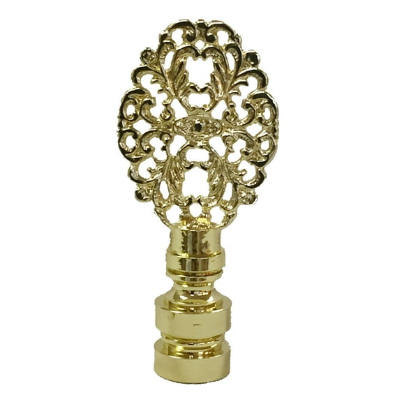 Royal Designs, Inc. Oval Filigree Lamp Finial for Lamp Shade, F-5002PB-1, Polished Brass, Single