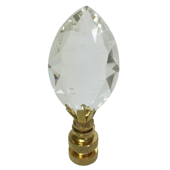 Royal Designs, Inc. Pear Shaped Clear K9 Crystal Lamp Finial for Lamp Shade, CCF-2010-PB-1, Polished Brass, Single