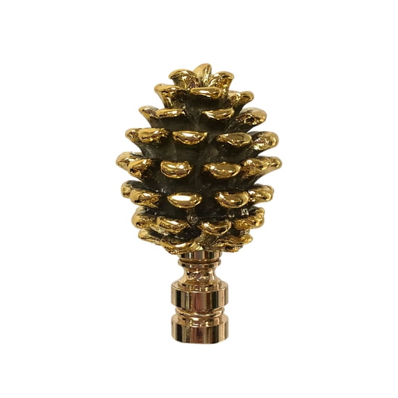 Royal Designs, Inc. Pine Cone Design Finial for Lamp Shade, F-5064PB-1, Polished Brass, Single