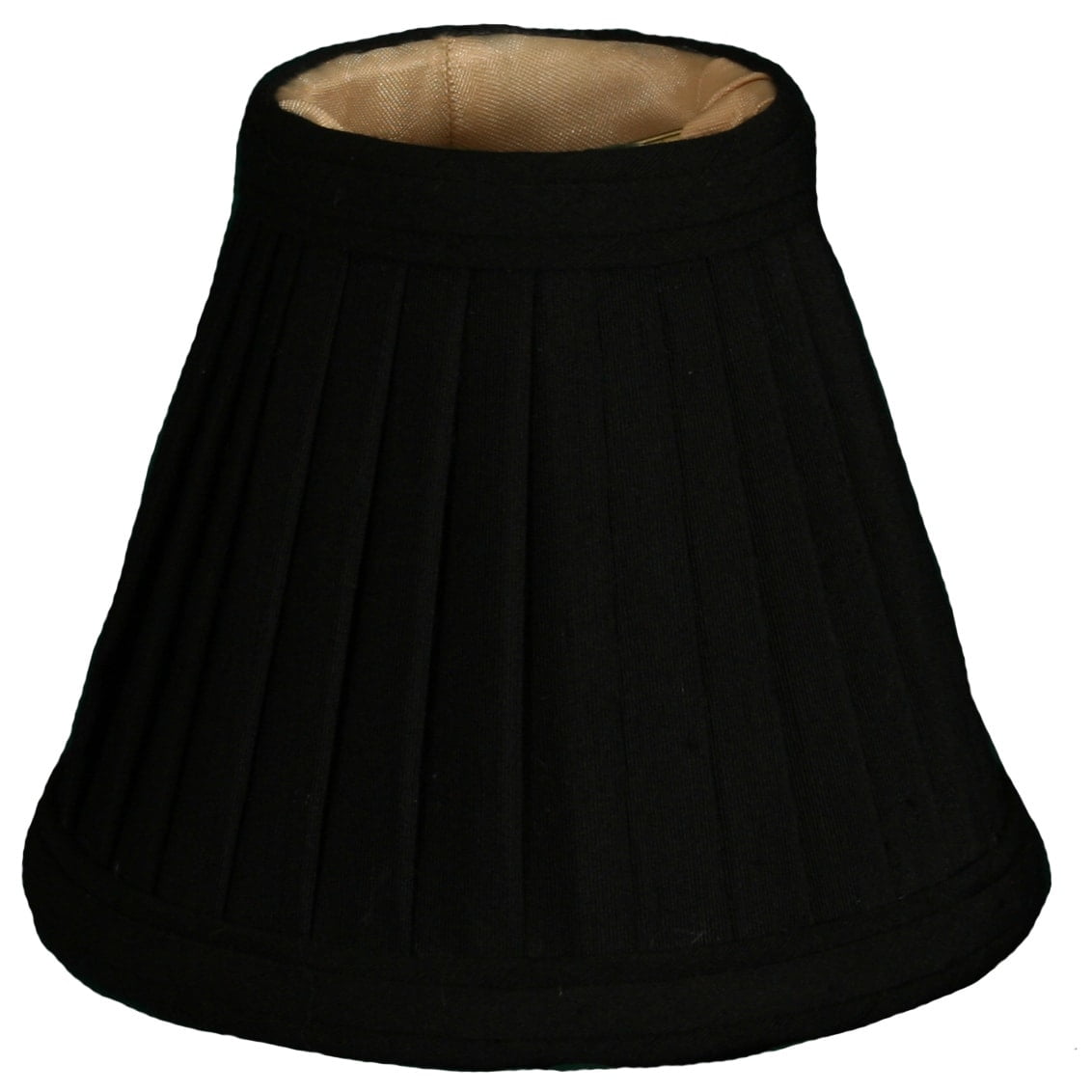 Black and Gold Silk Pleated Empire Chandelier Shades, Set of 6