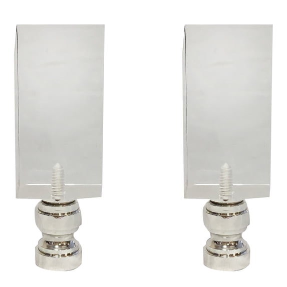 Royal Designs, Inc. Rectangular Cube Lamp Finial for Lamp Shade, F-5040L-2, Clear, Pack of 2