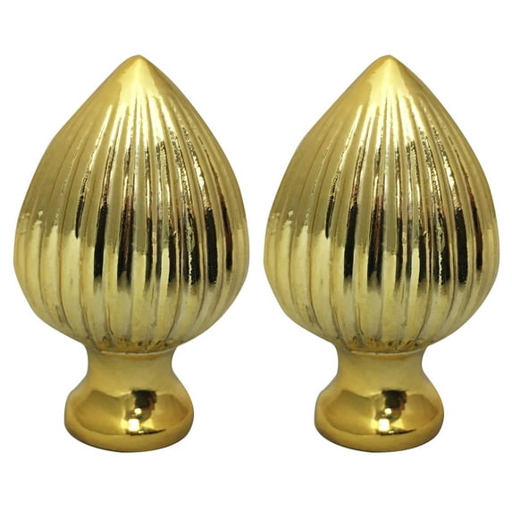 Royal Designs, Inc. Ribbed Pear Lamp Finial for Lamp Shade, F-5033PB-2, Polished Brass, Pack of 2