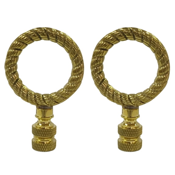 Royal Designs, Inc. Rope Wreath Lamp Finial for Lamp Shade, F-5003PB-2, Polished Brass, Pack of 2