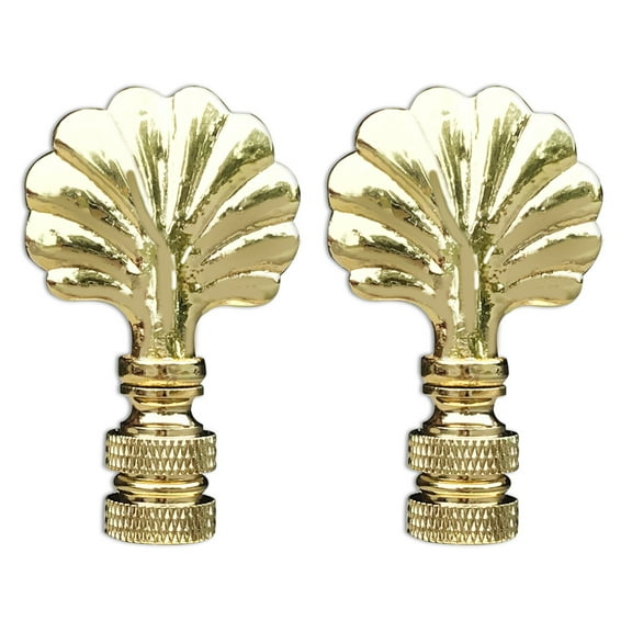 Royal Designs, Inc. Seashell Lamp Finial for Lamp Shade, F-5018PB-2, Polished Brass, Pack of 2