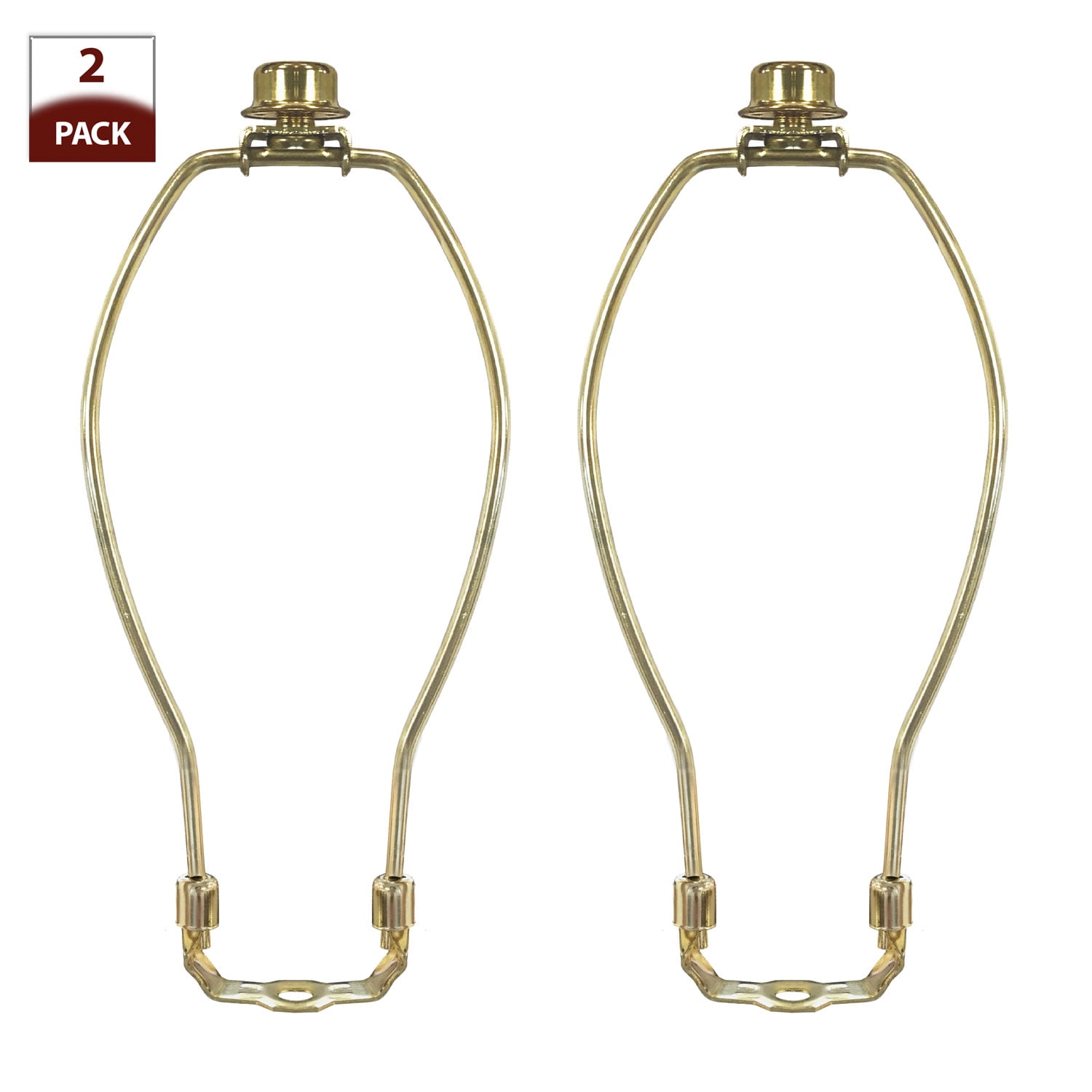 Polished Brass 8-Inch Lamp Harp Holder Set with Finials