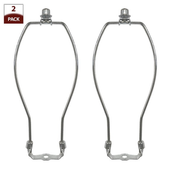 Royal Designs, Inc. Set of 2, 9 inch Chrome Lamp Shade Harp Holder with Lamp Finial, DIY Repair/Replacement, Heavy Duty, For Table/Floor Lamps