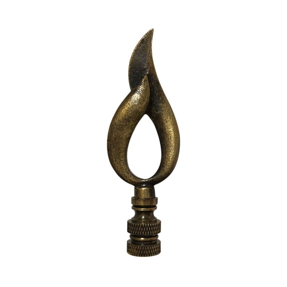 Royal Designs, Inc. Single Flame Design Finial for Lamp Shade, F-5073AB-1, Antqiue Brass, Single