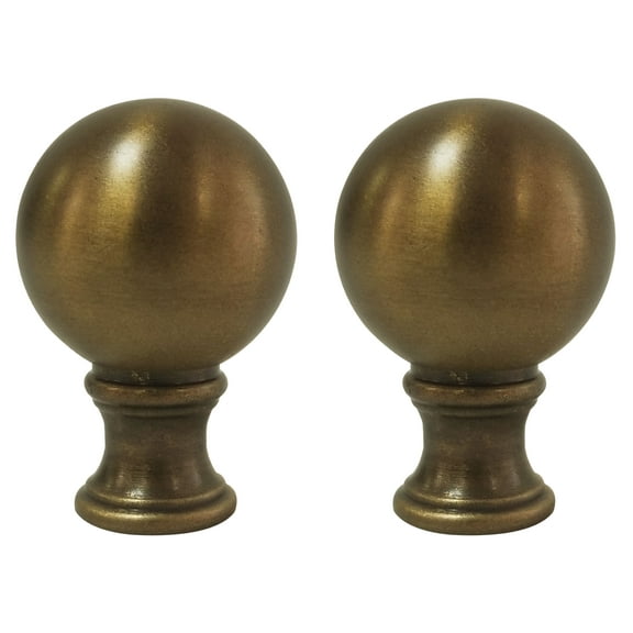Royal Designs, Inc. Small Ball Lamp Finial for Lamp Shade, F-107AB-2, Antique Brass, Pack of 2