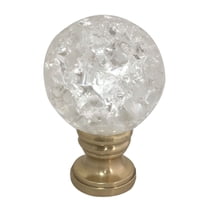 Royal Designs, Inc. Small Ball with Crackle Texture K9 Crystal Clear Finial for Lamp Shade, F-5042C-1, Polished Brass, Single