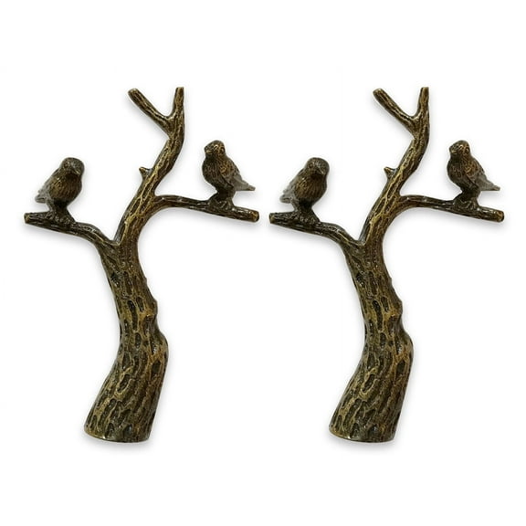 Royal Designs, Inc. Small Birds in Tree Lamp Finial for Lamp Shade, F-5029AB-2, Antique Brass, Pack of 2