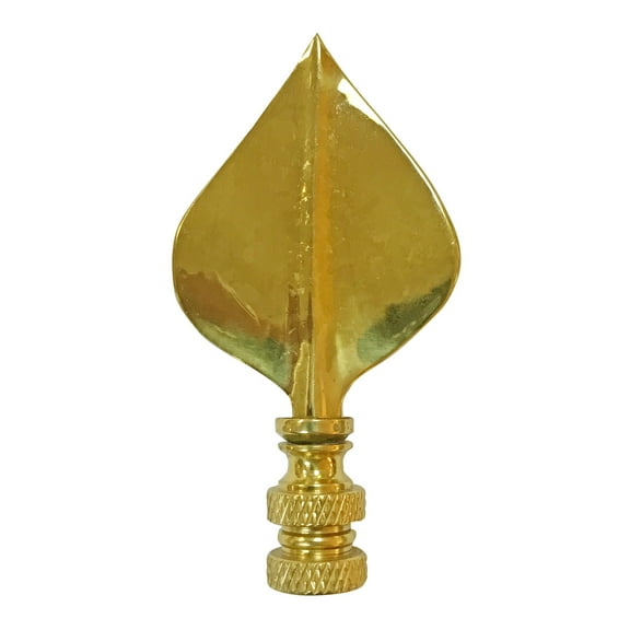 Royal Designs, Inc. Spade Leaf Lamp Finial for Lamp Shade, F-5028PB-1, Polished Brass, Single