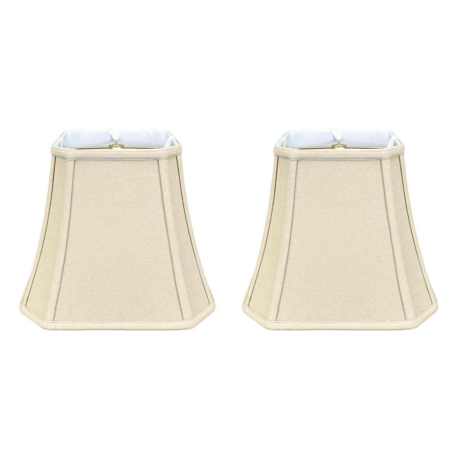 Royal Designs, Inc. Square Cut Corner Bell Lamp Shade, BSO-705-16LNBG-2, 16 Inch, Linen Beige, Set of 2