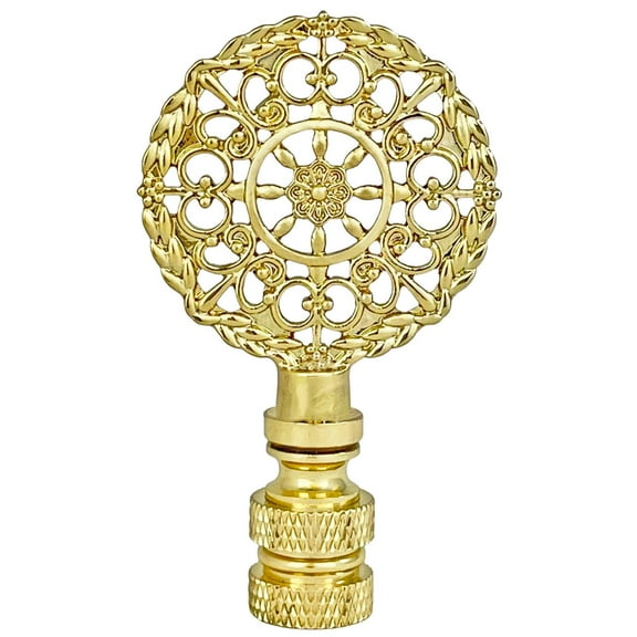 Royal Designs, Inc. Thick Sun Filigree Polished Brass Lamp Finial, F-5009PB-1, Polished Brass, Single