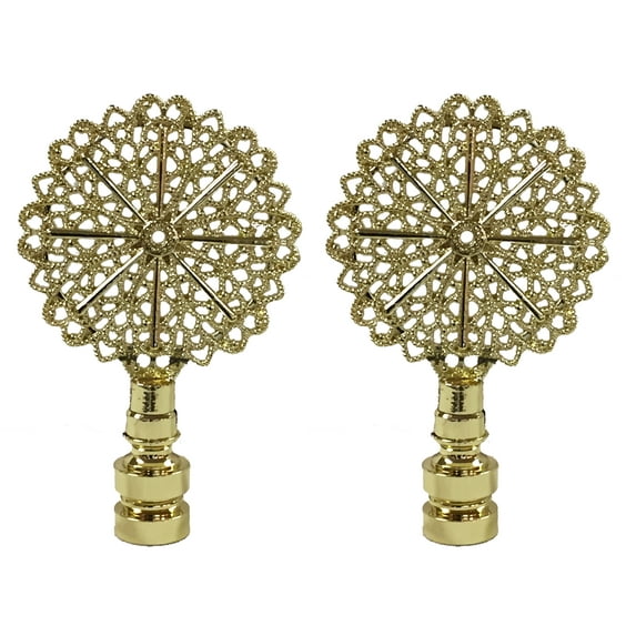 Royal Designs, Inc. Traditional European Filigree Lamp Finial for Lamp Shade, F-5020PB-2, Polished Brass, Pack of 2