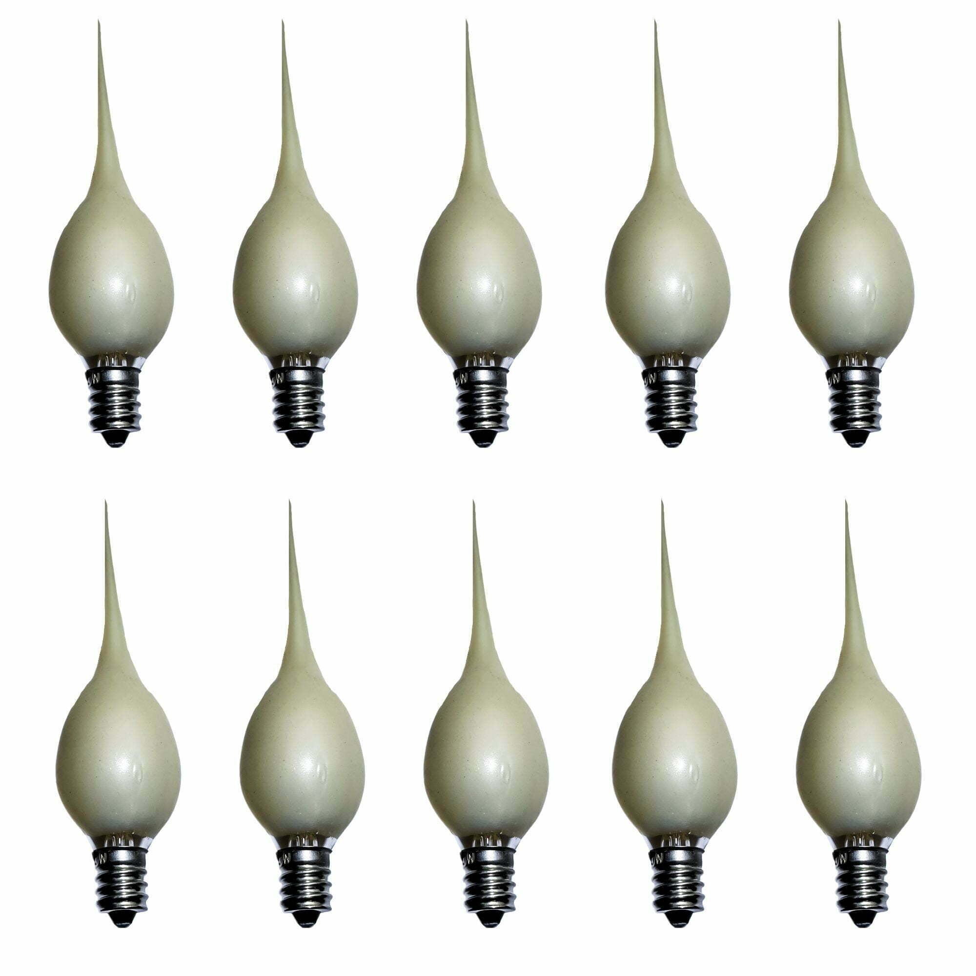 Royal Designs, Inc. Transparent Silicon Dipped Filament LED Bulb, 1-Watt C7 E12 120V 2500K, Pearl, Pack of 10