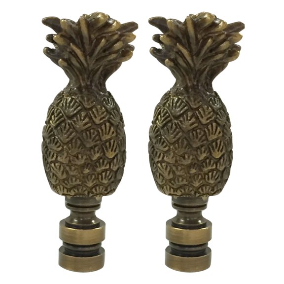 Royal Designs, Inc. Trendy Resort Pineapple Lamp Finial for Lamp Shade, F-5004AB-2, Antique Brass, Pack of 2