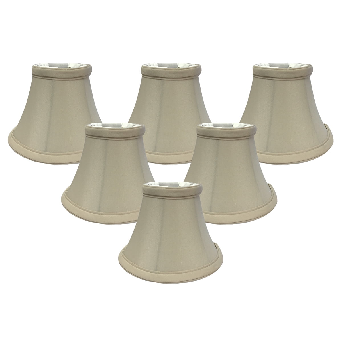 Beige Silk Bell Clip-On Chandelier Shades, Set of 6