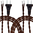 thumbnail image 1 of Royal Designs, Inc. Twisted Rayon Lamp Cord, Molded 2-Prong Plug, DIY Repair/Replacement, Stripped Ends Ready for Wiring, 12 Ft, Brown, SPT-1 UL Stamped, Set of 2, 1 of 5