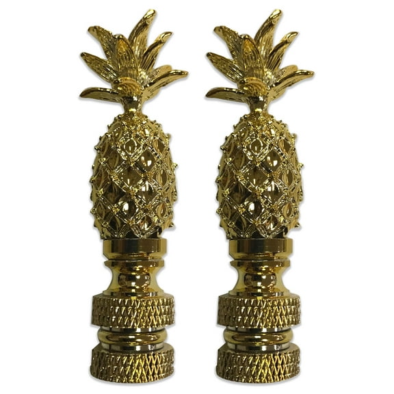 Royal Designs, Inc. Vintage Pineapple Lamp Finial for Lamp Shade, F-5026PB-2, Polished Brass, Pack of 2