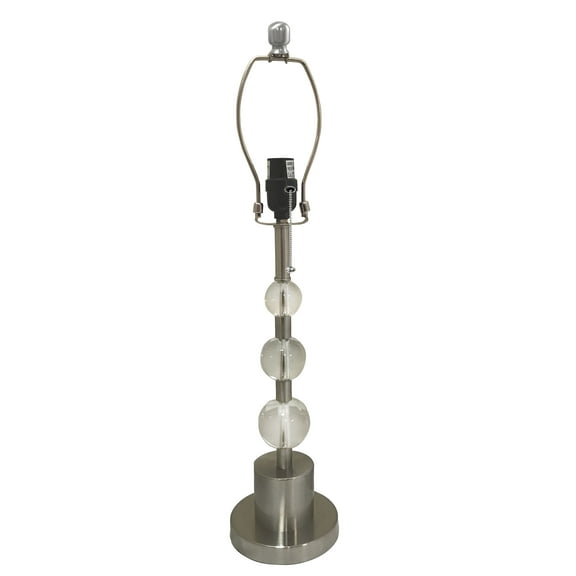 Royal Designs Lamp Bases with Crystal Ball Accents, Matching Harp and Finial, Brush Nickel Finish