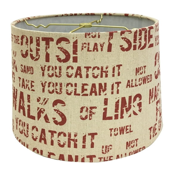 Royal Designs Linen Cream and Red Relaxing Phrase Print Hardback Lamp Shade, 13 x 14 x 9