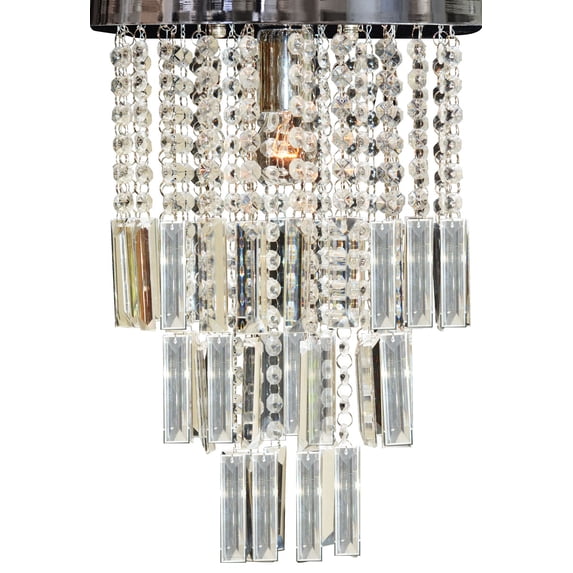 Royal Designs Lola Clear Crystal 1 Light Socket Chrome Finish Flush Mount Ceiling Light, 12" Diameter