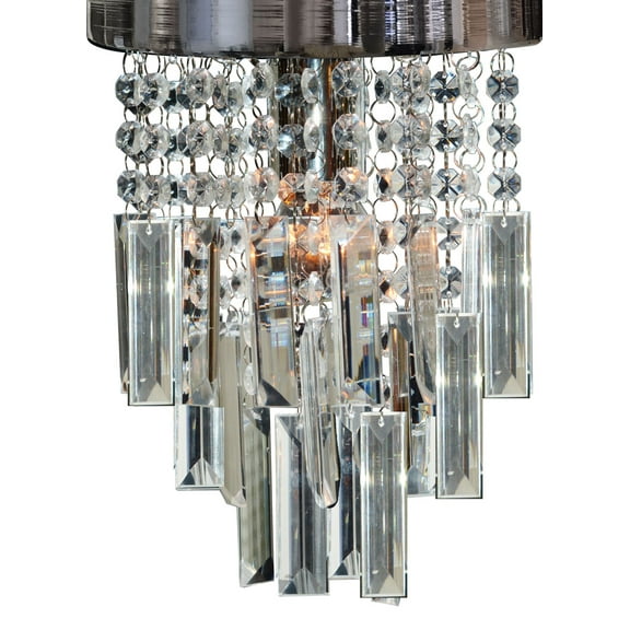 Royal Designs Lola Clear Crystal 1 Light Socket Chrome Finish Flush Mount Ceiling Light, 8" Diameter