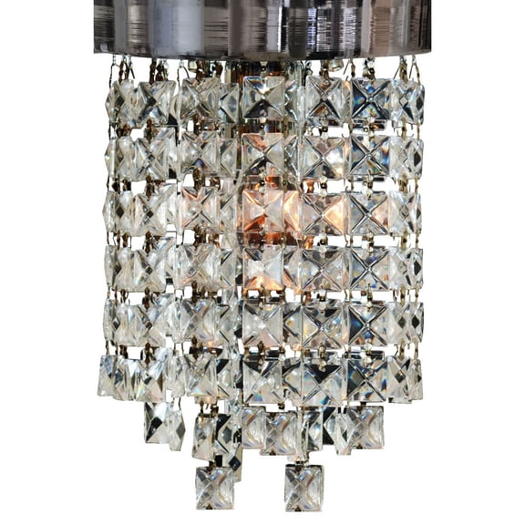 Royal Designs  Peyton Clear Crystal 1 Light Socket Chrome Finish Flush Mount Ceiling Light, 8" Diameter