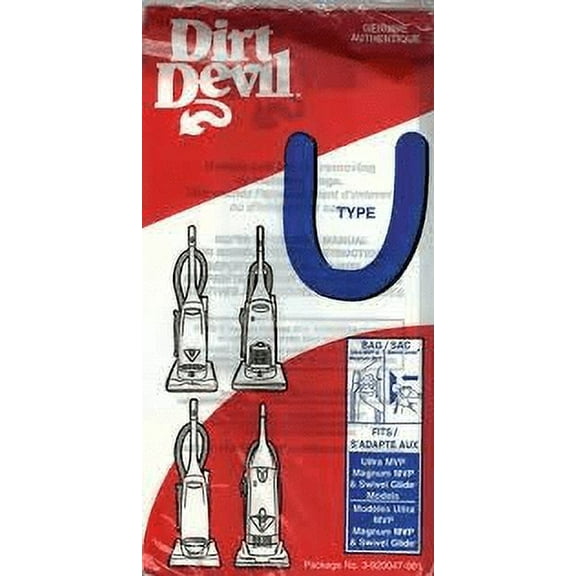 Royal Dirt Devil Type U Upright Vacuum Bags 3920047001 3920048001 MVP Style Vac [9 Dust Bags]