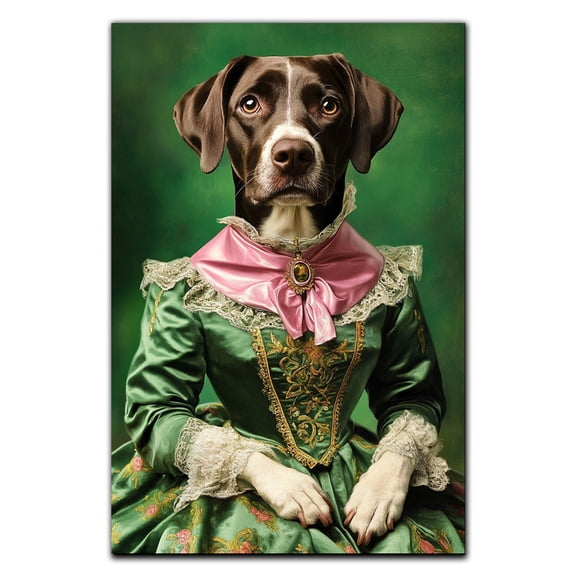 Royal Dog Portrait German Shorthaired Pointer Dog in Royal Costume Poster, Funny Dog Poster, Dog Poster Wall art Print for Living Room Bedroom, UnFramed Art Print Poster 640CA97